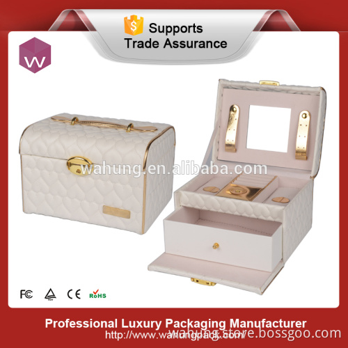 Wholesale display storage mirrored gift luxury pu custom leather jewelry box